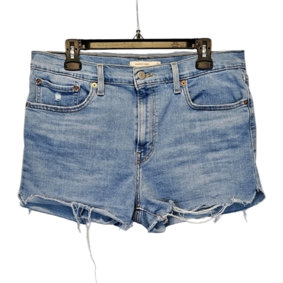 Levi's Pants - Levi Strauss Red Label Distressed  High Rise Denim Shorts Raw Hem Size 33